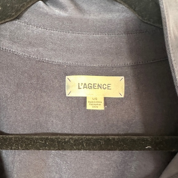 L'AGENCE Rivi Midi Dress Tie Waist Navy - Picture 4 of 8